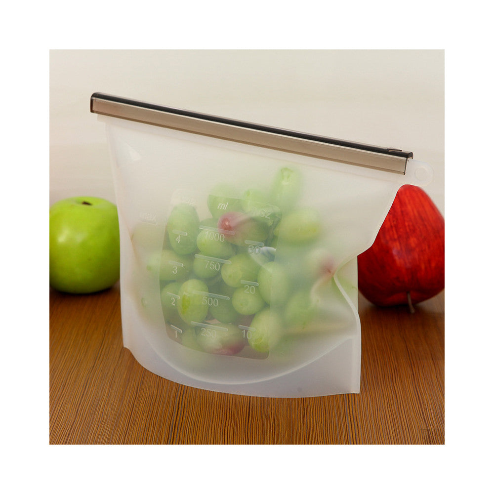 Factory Direct Colorful food-grade silicone kitchen outdoor travel portable food storage bags sealed bags self-styled WHITE - Mega Save Wholesale & Retail