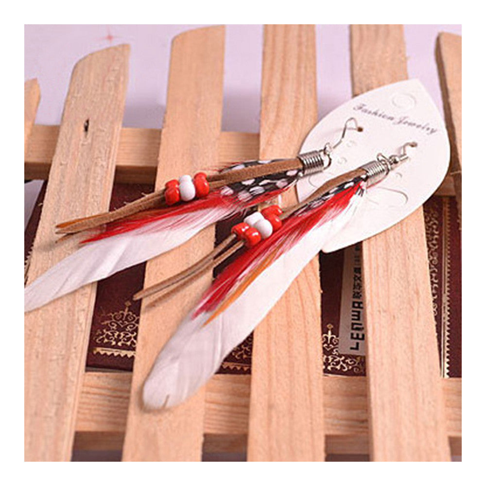 AliExpress Ebey sources of foreign trade fashion Boximiya multicolor meters living feather earrings wholesale   WHITE - Mega Save Wholesale & Retail - 1