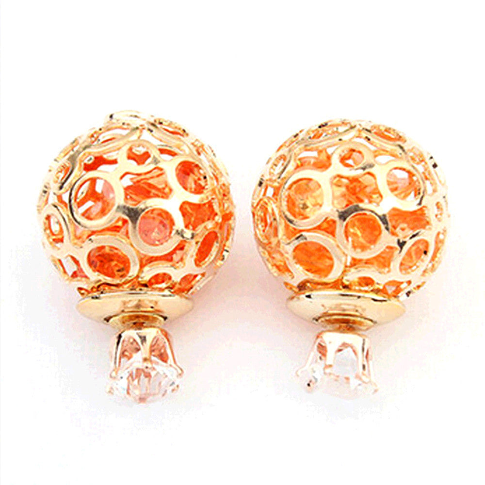  Hot earrings earrings Korean version of the European and American hollow zircon crystal pearl earrings small jewelry stall explosion models  YELLOW 