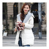 Woman A Shape Thick Hoodied Woolen Middle Long Down Coat   cream   S - Mega Save Wholesale & Retail - 1