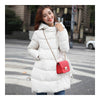 Woman A Shape Thick Hoodied Woolen Middle Long Down Coat   cream   S - Mega Save Wholesale & Retail - 3