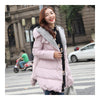 Woman A Shape Thick Hoodied Woolen Middle Long Down Coat    pink    S - Mega Save Wholesale & Retail - 1