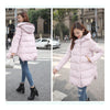 Woman A Shape Thick Hoodied Woolen Middle Long Down Coat    pink    S - Mega Save Wholesale & Retail - 2