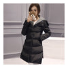 Woman A Shape Thick Hoodied Woolen Middle Long Down Coat   black    S - Mega Save Wholesale & Retail - 1