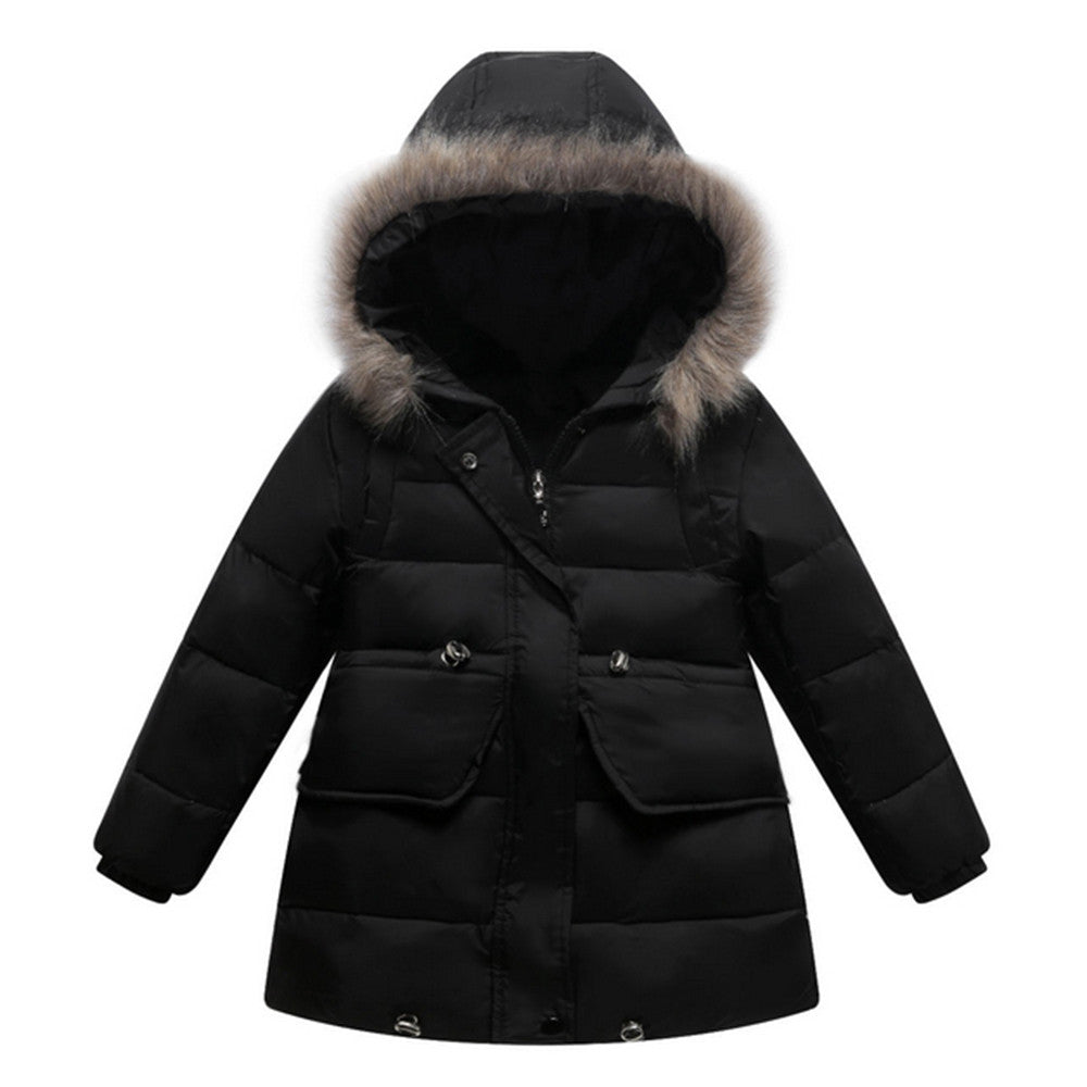 Winter Boy Girl Children Garments Long Hooded Down Coat   black   110cm - Mega Save Wholesale & Retail - 1