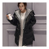 Woman A Shape Thick Hoodied Woolen Middle Long Down Coat   black    S - Mega Save Wholesale & Retail - 2
