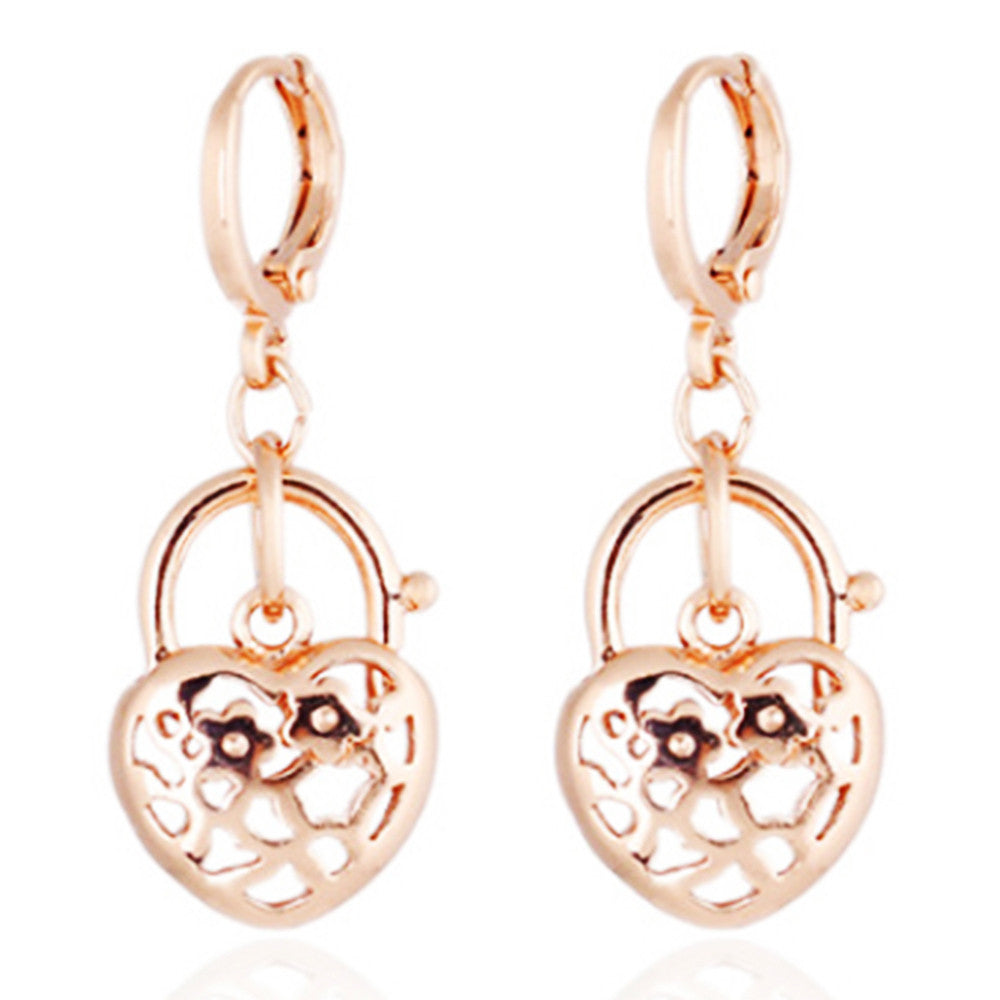 18K Gold Glavanized Zircon Earrings   rose golden - Mega Save Wholesale & Retail - 1