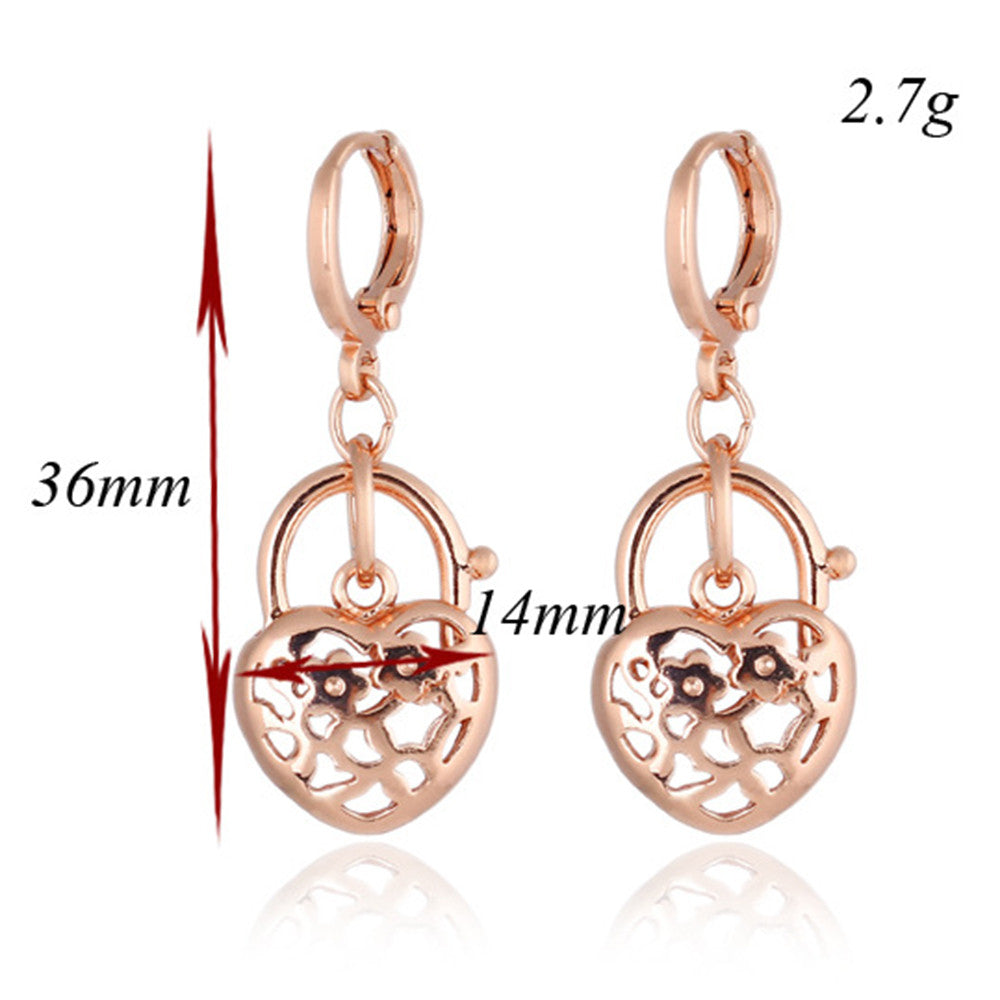 18K Gold Glavanized Zircon Earrings   rose golden - Mega Save Wholesale & Retail - 4