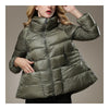 Short Super Light A-line Cloak Down Coat   green   S - Mega Save Wholesale & Retail - 1