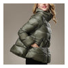 Short Super Light A-line Cloak Down Coat   green   S - Mega Save Wholesale & Retail - 2