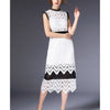 Backless Sexy Crochet Hollow Water Soluble Long Skirt Slim Dress60185  white   S - Mega Save Wholesale & Retail - 1