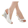 Casual Comfortable Slipsole Peep-toe Sandals Buckle Patent Leather   white - Mega Save Wholesale & Retail