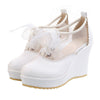 Preppy Style Candy Color Lace-up High Platform Thick Sole Thin Shoes Plus Size  white