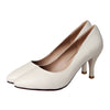 High Heel Leather Low-cut Women Shoes OL   white - Mega Save Wholesale & Retail