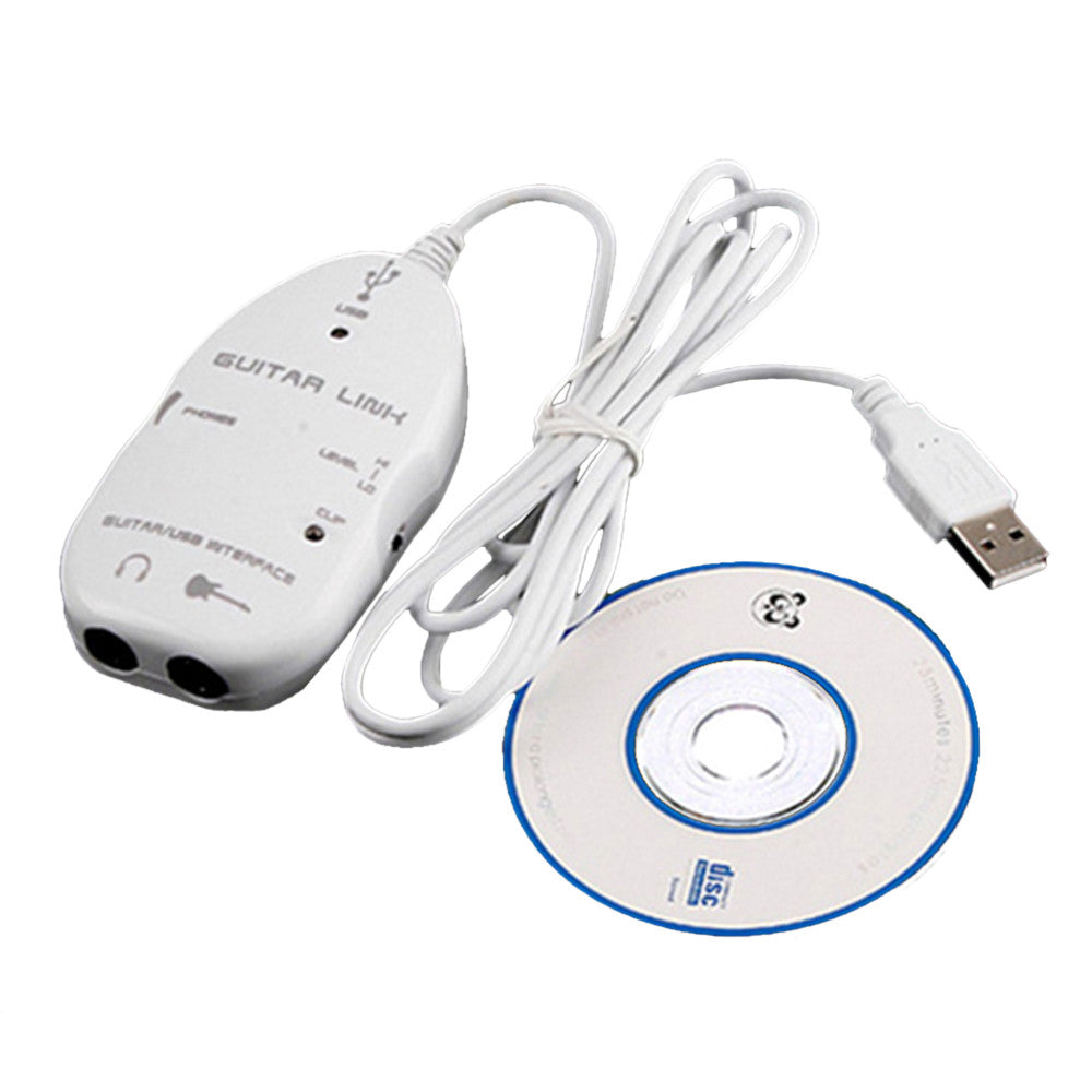 6.3mm Jack to USB Guitar Link Cable Adapter Guitar to PC MAC Recording Playback  WHITE - Mega Save Wholesale & Retail
