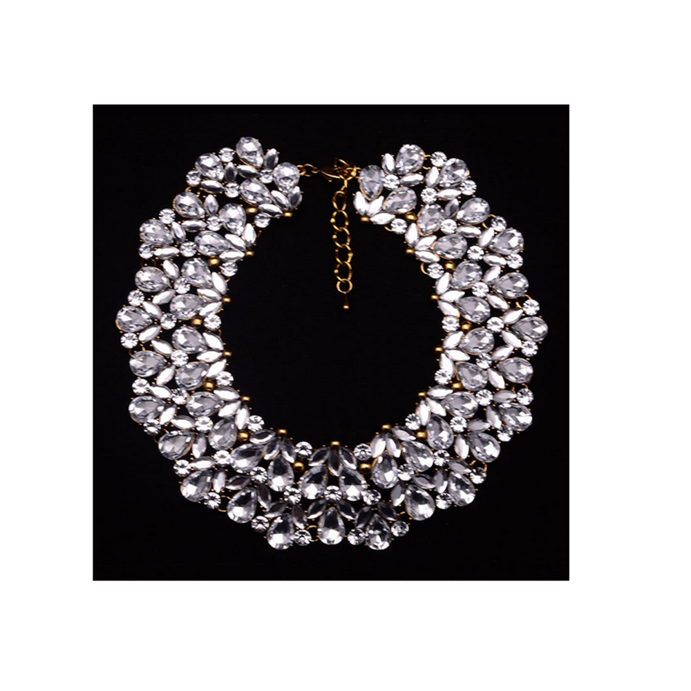 Big Brand Ornament Luxurious Zircon Gemstone Short Necklace Fake Collar Woman Clavicle Necklace   blue - Mega Save Wholesale & Retail - 2