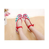 Spring Embroidered Shoes in High Heeled Vintage Old Beijing Style & White Shade with Red Ankle Straps - Mega Save Wholesale & Retail - 1