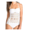 Siamesed Hollow Gauze Bikini Swimwear Swimsuit  white  S - Mega Save Wholesale & Retail - 1