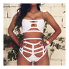 Beach Sexy Bandage Hollow High-waisted Bikini Set Swimwear Swimsuit   white  S - Mega Save Wholesale & Retail