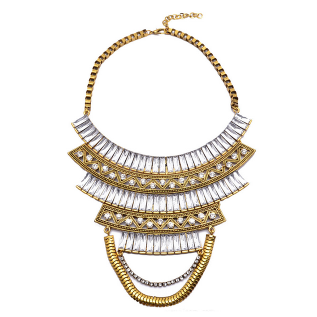 European Vintage Tassel Multi-layer Necklace Foreign Trade Hot Swaeter Necklace Clavicle Necklace Ornament   white - Mega Save Wholesale & Retail