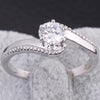 Simple Round Zircon Ring   5.25# platinum plated white
