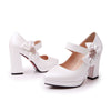 Platform High Thick Heel Bowknot Pointed Thin Shoes  white - Mega Save Wholesale & Retail - 2