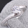 Simple Round Zircon Ring   7.75# platinum plated white