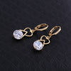 Luxurious Heart Zircon Earrings   gold plated white zircon