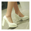 Thick Sole High Heel Thin Shoes Pointed Casual  white - Mega Save Wholesale & Retail - 2