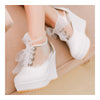 Preppy Style Candy Color Lace-up High Platform Thick Sole Thin Shoes Plus Size  white - Mega Save Wholesale & Retail - 2