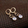 Luxurious Heart Zircon Earrings   gold plated white zircon