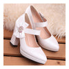 Platform High Thick Heel Bowknot Pointed Thin Shoes  white - Mega Save Wholesale & Retail - 3