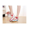 Spring Embroidered Shoes in High Heeled Vintage Old Beijing Style & White Shade with Red Ankle Straps - Mega Save Wholesale & Retail - 3