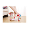 Spring Embroidered Shoes in High Heeled Vintage Old Beijing Style & White Shade with Red Ankle Straps - Mega Save Wholesale & Retail - 4
