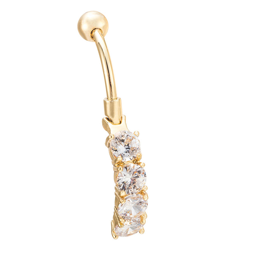 Arc Zircon Navel Ring Buckle   gold plated white zircon - Mega Save Wholesale & Retail - 1
