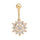 Puncture Ornament Chrysanthemum Zircon Navel Ring Buckle   gold plated white zircon
