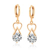 Luxurious Heart Zircon Earrings   gold plated white zircon