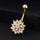 Puncture Ornament Chrysanthemum Zircon Navel Ring Buckle   gold plated white zircon