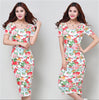 Hot Women Floral Print Slim Dress Bandage Bodycon Stretch Mini Pencil Dress White S - Mega Save Wholesale & Retail - 2