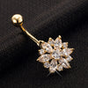 Puncture Ornament Chrysanthemum Zircon Navel Ring Buckle   gold plated white zircon