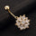 Puncture Ornament Chrysanthemum Zircon Navel Ring Buckle   gold plated white zircon