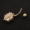 Puncture Ornament Chrysanthemum Zircon Navel Ring Buckle   gold plated white zircon