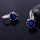 Peach Heart Zircon Earings   platinum plated dark blue zircon