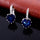 Peach Heart Zircon Earings   platinum plated dark blue zircon