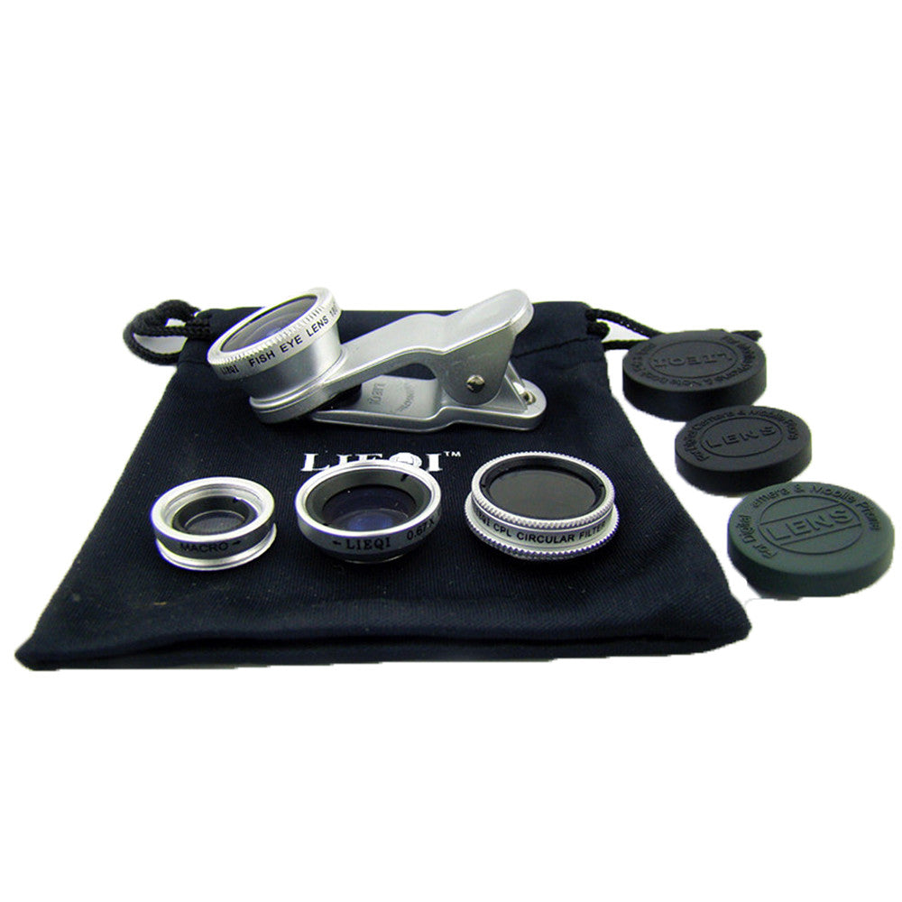 LIEQI LQ008 super wide-angle fisheye macro effects CPL filter Four cell phone camera Silver - Mega Save Wholesale & Retail - 1