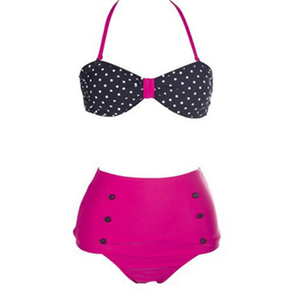 Swimwear Swimsuit Bikini Vintage High Waist Point  3108  S - Mega Save Wholesale & Retail - 1