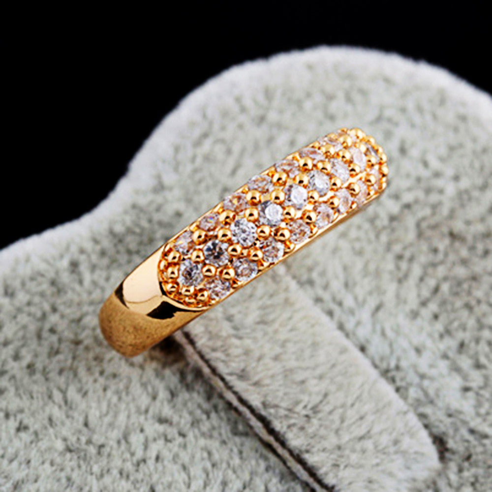 Top Grade Delicate Gold Plated Zircon Ring   yellow gold plated 7#