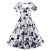 Woman V Neck Printing Dress Big Peplum   S - Mega Save Wholesale & Retail - 1