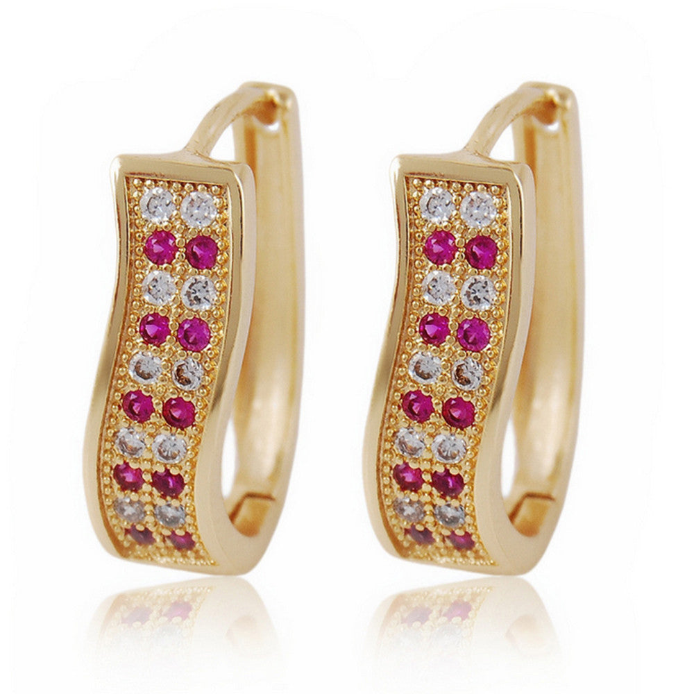 18K Gold Galvanized Zircon Earrings - Mega Save Wholesale & Retail - 1