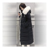 Down Coat Woman Long Thick Slim Fox Fur Collar Warm   black   S - Mega Save Wholesale & Retail - 2